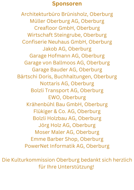 Füürabe im Advent - Sponsoren